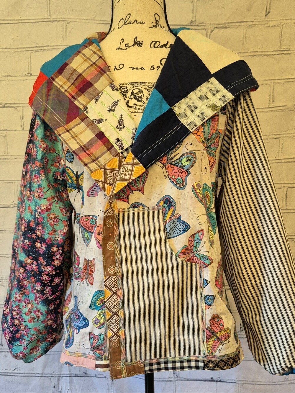 Patchwork Multicolor Hooded Bomber Jacket - Picture 5 of 8